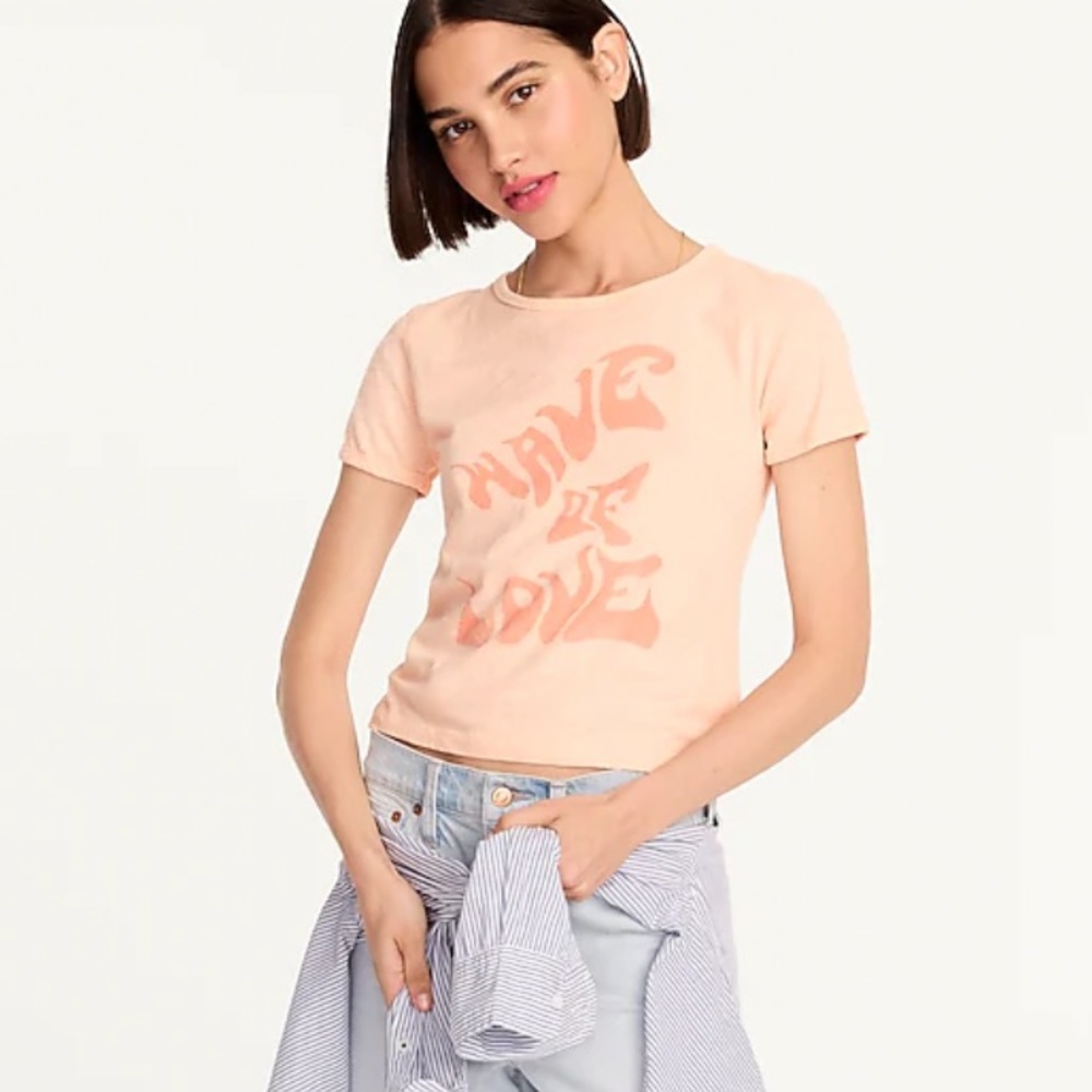J. Crew NWT Women's Cropped "Wave of Love" T-Shirt